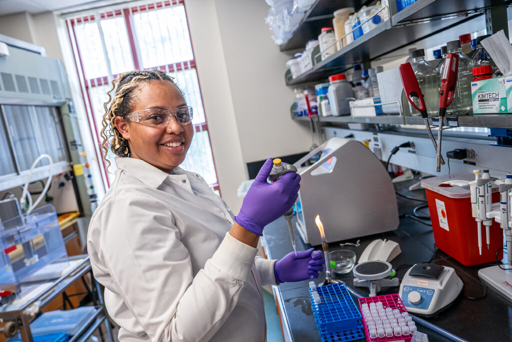 student working in a lab