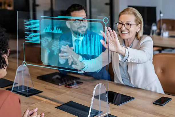business meeting using hologram technology