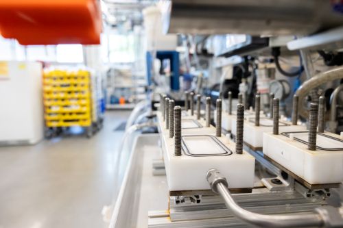 Some engineering equipment sits in the Connecticut Center for Applied Separations Technology (CCAST) lab in the Innovation Partnership Building on June 25, 2024. (Sydney Herdle/UConn Photo)